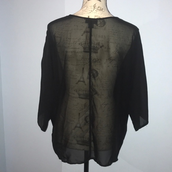 💥SALE💥 🔴2/$10 Metaphor Black Sheer V-Neck Top - Picture 2 of 6